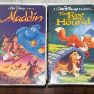 Disney Classic VHS Tapes - Aladdin and The Fox and the Hound -Black Diamond